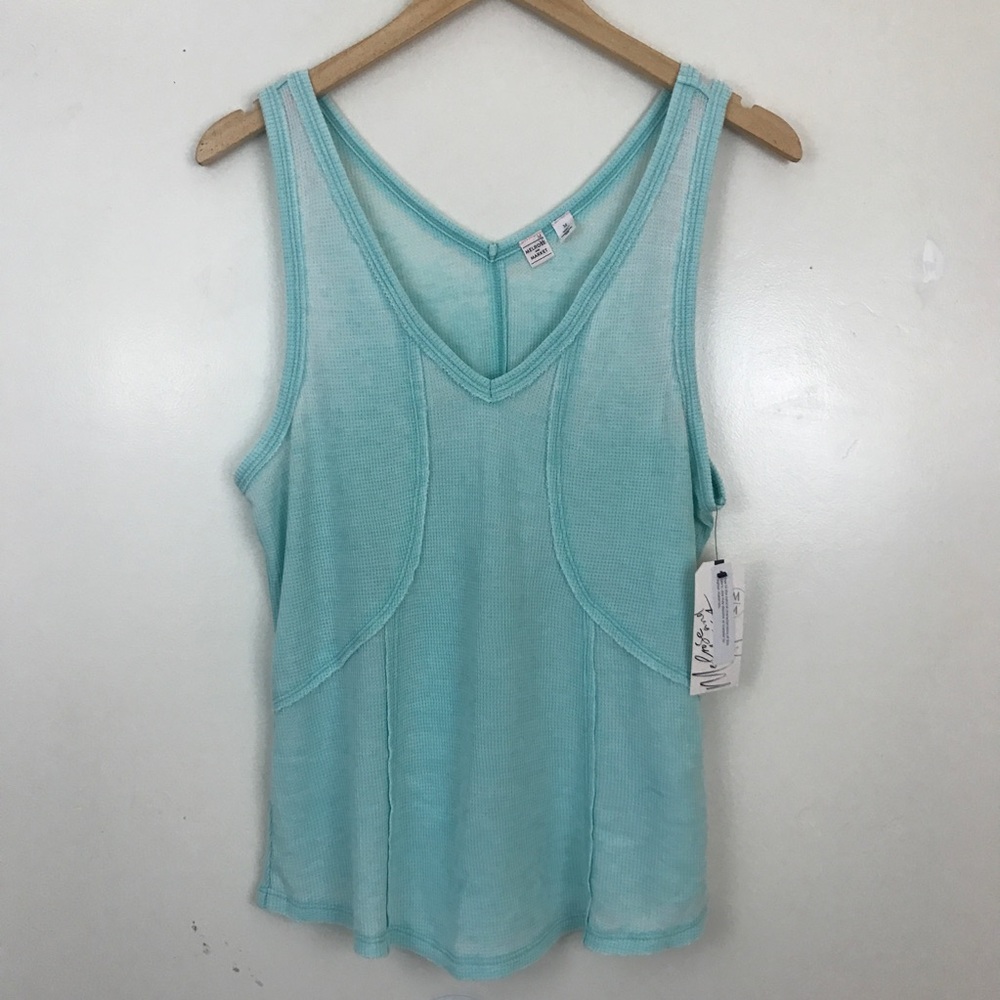 💕3 for $12💕Light Blue Seam Waffle Knit Tank
